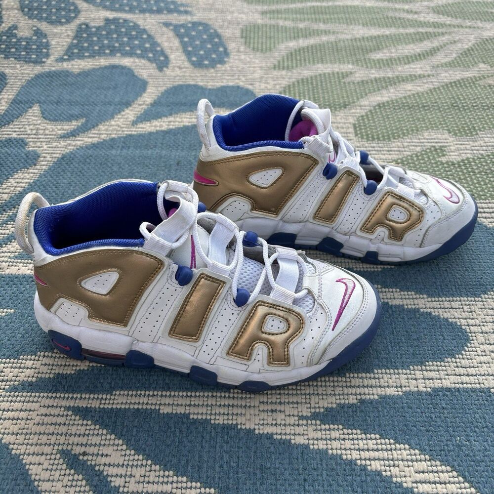 Nike Air More Uptempo GS Fuchsia Blast White Gold 415082-106 Youth Size 5.5Y